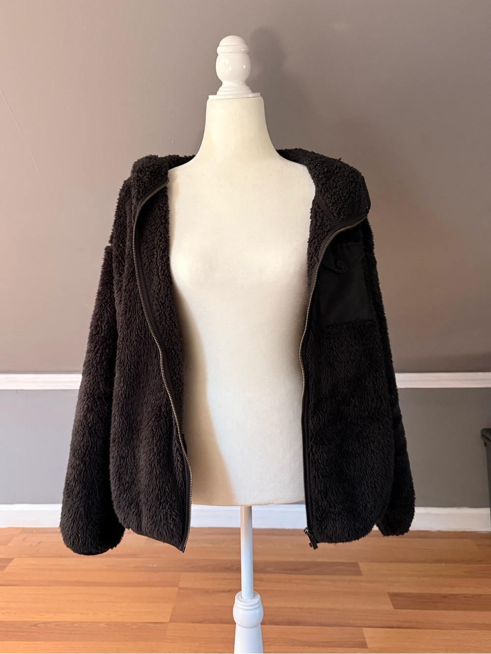 UGG Plush Faux-Sherpa Zip Jacket - Black